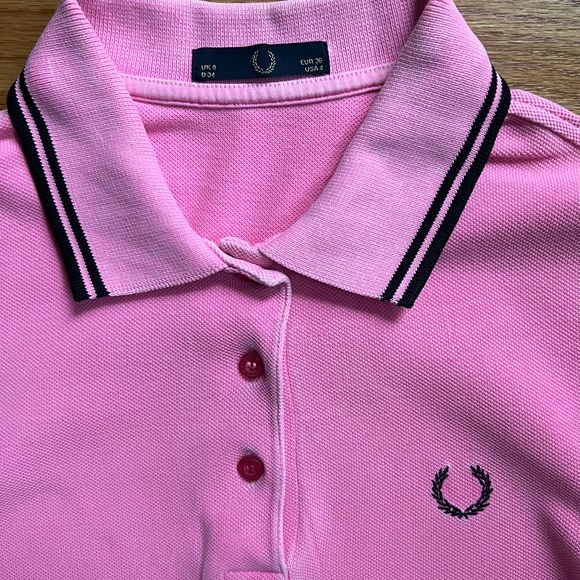 Vintage Fred Perry hot pink/burgundy100% cotton s/s polo shirt women’s 4 XS-S - Picture 3 of 14